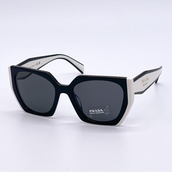 NEW PRADA PR15WS 09Q5S0 WOMEN’S SUNGLASSES PRADA SPR 15W BLACK WHITE PR 15WS - Picture 2 of 14